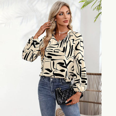 Fashion Irregular Printed Loose Top Women