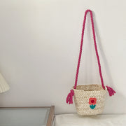 Children's Straw Handmade Knitted Messenger Bag