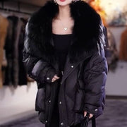 Black Fur Collar Cotton-padded Coat Warm-keeping Jacket