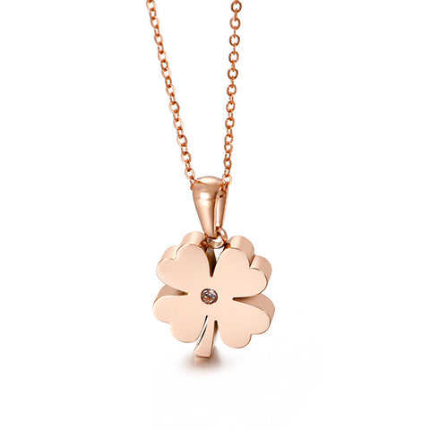 Personalized Simple Four-leaf Clover Pendant Necklace