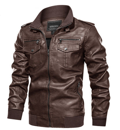 Leather Jacket Spring And Autumn Men'S Jacket Sports Leather Jacket Washed Retro Leather Jacket