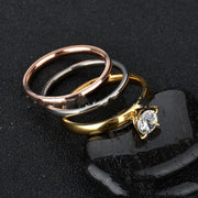 Titanium Steel Three-Layer Zircon Ring Set 3 Sets Of Stainless Steel Thin Ring Women