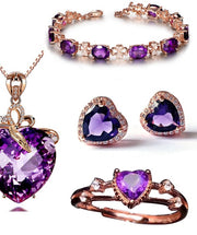 Heart-shaped Amethyst Pendant Four-leaf Clover Bracelet Love Heart Color Jewelry Diamond Ring