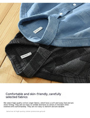 Jacquard Color Matching Casual Denim Long-sleeved Shirt Men's Loose Shirt Coat