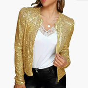 Women's Fashion Colorblock Sequins Short Casual Jacket