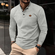 Men's Polo Collar Solid Color Long-sleeved Sports