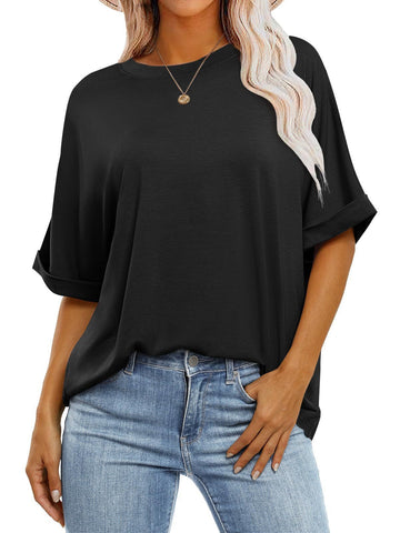 Women's Pullover Top Loose Short Sleeve