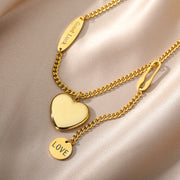 Sweet Love Pendant Necklace Temperament Double-layer Simple Design Clavicle Chain