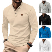 Men's Polo Collar Solid Color Long-sleeved Sports