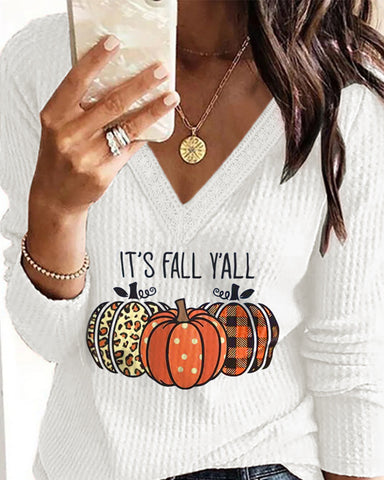 New Halloween V-neck Long-sleeved T-shirt