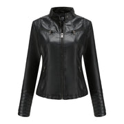 Women's Leather Thin Motorcycle Clothing Short Chic Women's Jacket