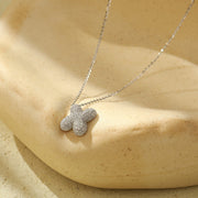 Silver 26 Letter Bubble Necklace For Women Full Diamond