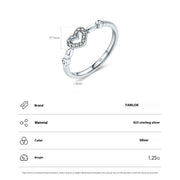 YANLOK S925 Sterling Silver Heart-shaped Niche Sweet Distressed Ring