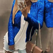 Women's Fashion Colorblock Sequins Short Casual Jacket