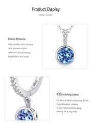 Women's Light Luxury Sea Blue Artificial Diamond Earrings Necklace