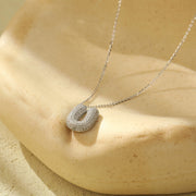 Silver 26 Letter Bubble Necklace For Women Full Diamond