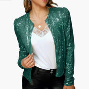 Women's Fashion Colorblock Sequins Short Casual Jacket