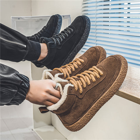 Men's Platform Mid-top Casual Suede Skate Shoes