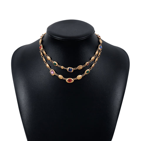 Ethnic Style Diamond Double-layer Necklace