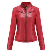 Women's Leather Thin Motorcycle Clothing Short Chic Women's Jacket