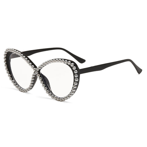 European And American Style Ins Cat's Eye With Pearl Anti-blue Light Glasses