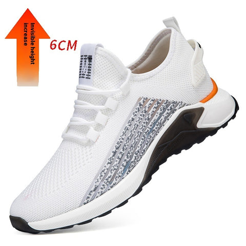 Men's Round Head Mesh Fabric Casual Shoelace Invisible Height Increasing