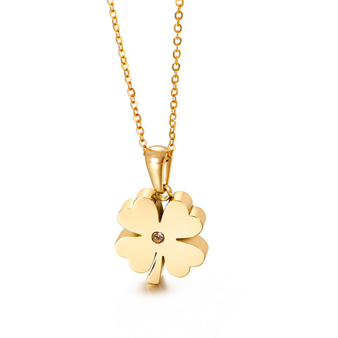 Personalized Simple Four-leaf Clover Pendant Necklace