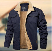 Autumn And Winter New Men's Jacket Hooded Fleece-lined Mid-length Overalls