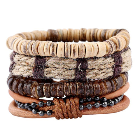 Simple Handmade Woven Multi-layer Men's Cattle Leather Bracelet