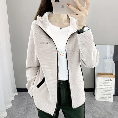 Autumn And Winter Fleece Sweater Women's Cardigan Hooded Coat