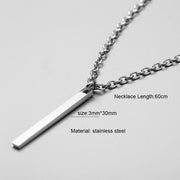 Stainless Steel Long Bar Pendant Necklace Leaf