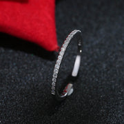 Simple 925 Sterling Silver Fine Row Diamond Ring