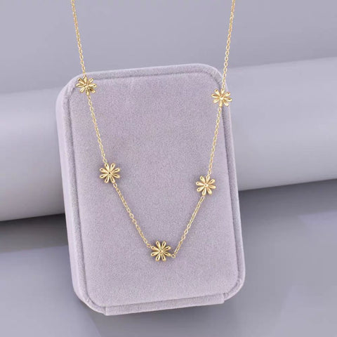 Titanium Steel Colorfast Floral Necklace