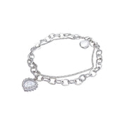 Double Layer Twin Chain Heart Bracelet Women