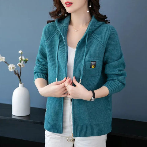 Knitted Cardigan Hooded Thickened Sweater Coat