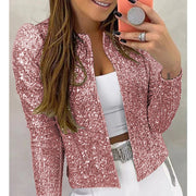 Women's Fashion Colorblock Sequins Short Casual Jacket