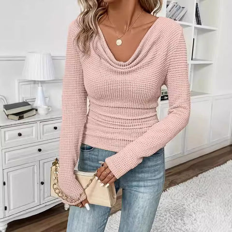 Waffle Solid Color Scarf Elegant Comfortable Long Sleeve