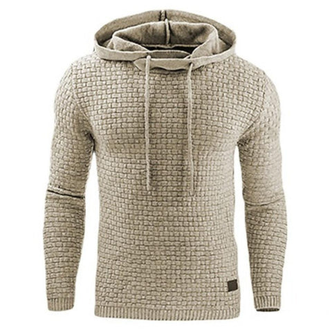 Men's Jacquard Sweater Long-sleeved Hoodie Warm Color Hooded Sweatshirt Jacket