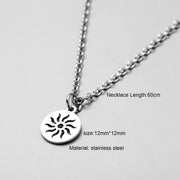 Stainless Steel Long Bar Pendant Necklace Leaf