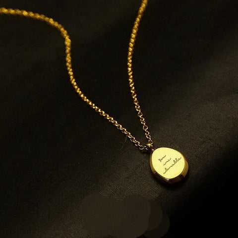 Titanium Steel Oval Gold Letter Necklace Female Clavicle Chain