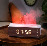 New Flame Humidifier Aromatherapy Machine Colorful Simulation Wood Grain Clock Humidifier Fragrance Expander Creative