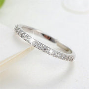 Simple 925 Sterling Silver Fine Row Diamond Ring