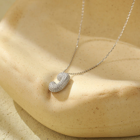 Silver 26 Letter Bubble Necklace For Women Full Diamond