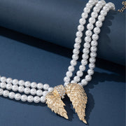 Retro Pearl Wings Multi-layer Necklace