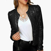 Women's Fashion Colorblock Sequins Short Casual Jacket