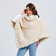 Rex Rabbit Fur Collar Shawl Cape