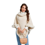 Rex Rabbit Fur Collar Shawl Cape