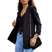 New Chic Women Blazers Autumn Lapel Elegant Solid Color  Coat Long Sleeve Jacket Business Blazer Coat