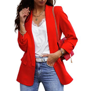 New Chic Women Blazers Autumn Lapel Elegant Solid Color  Coat Long Sleeve Jacket Business Blazer Coat