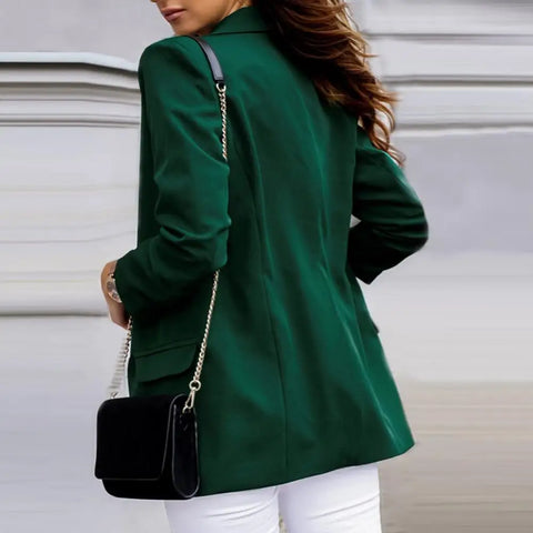 New Chic Women Blazers Autumn Lapel Elegant Solid Color  Coat Long Sleeve Jacket Business Blazer Coat